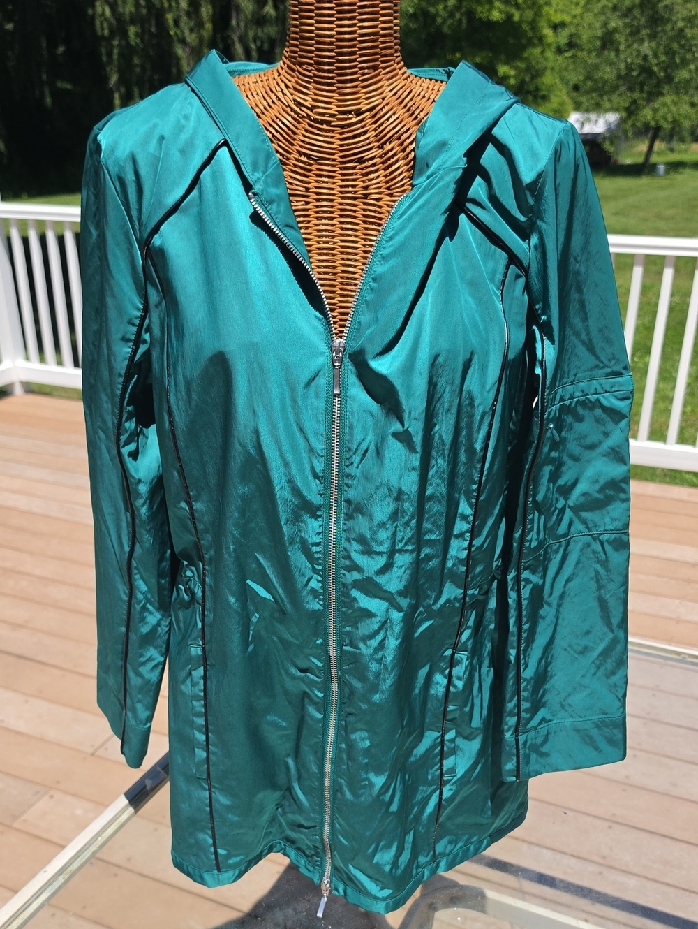 NWT Chico's Zenergy Hooded Anorak Jacket Dark Kelly Green Size Large